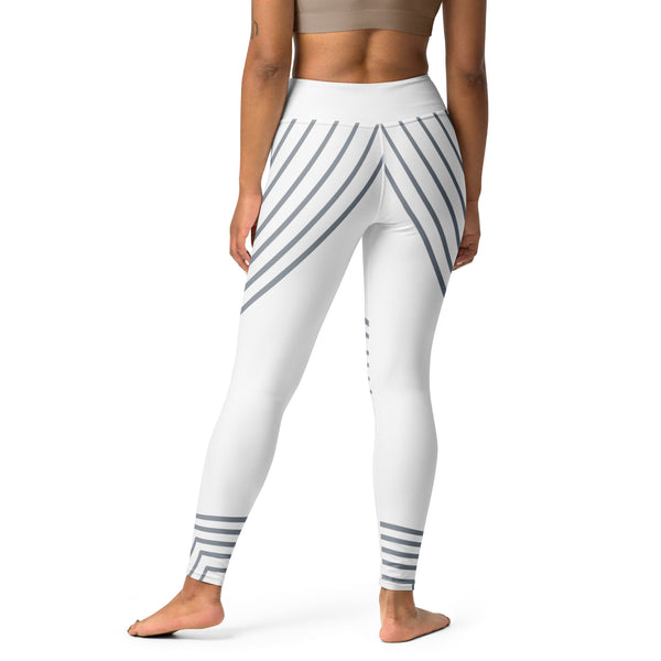 White n Gray Striped Yoga Leggings